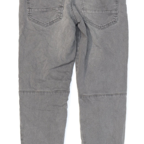 Primark Boys Grey Cotton Tapered Jeans Size 11-12 Years Regular Drawstring