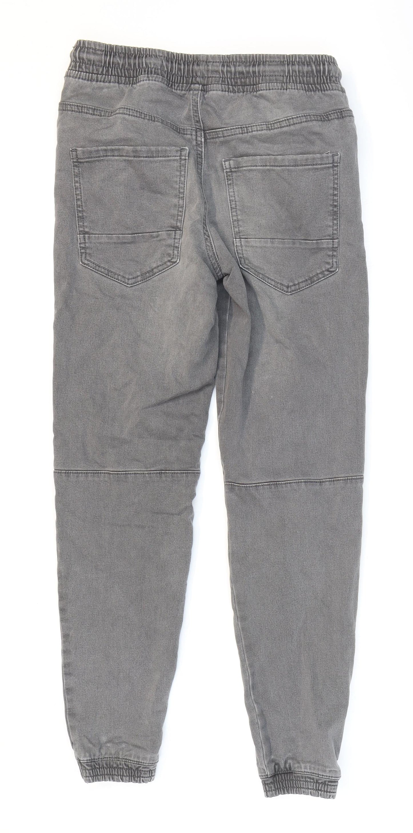 Primark Boys Grey Cotton Tapered Jeans Size 11-12 Years Regular Drawstring