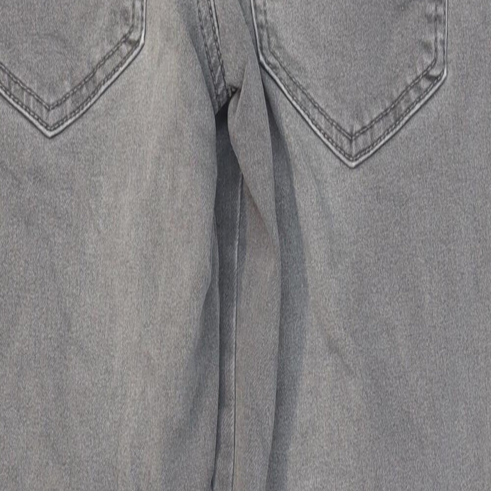Primark Boys Grey Cotton Tapered Jeans Size 11-12 Years Regular Drawstring