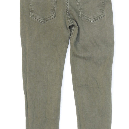 M&Co Boys Green Cotton Straight Jeans Size 7-8 Years Regular Zip
