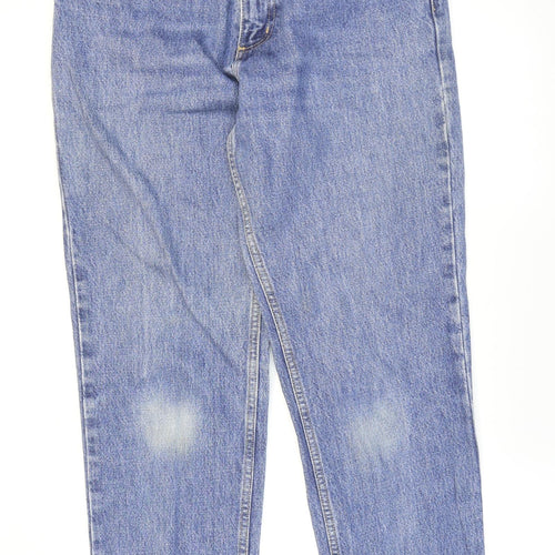 Lands' End Womens Blue Cotton Tapered Jeans Size 8 L30 in Regular Zip
