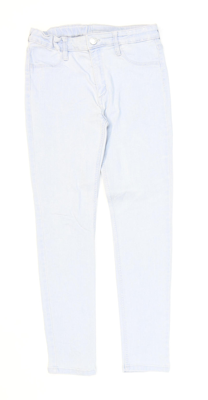H&M Girls Blue Cotton Jegging Jeans Size 11-12 Years Regular Button