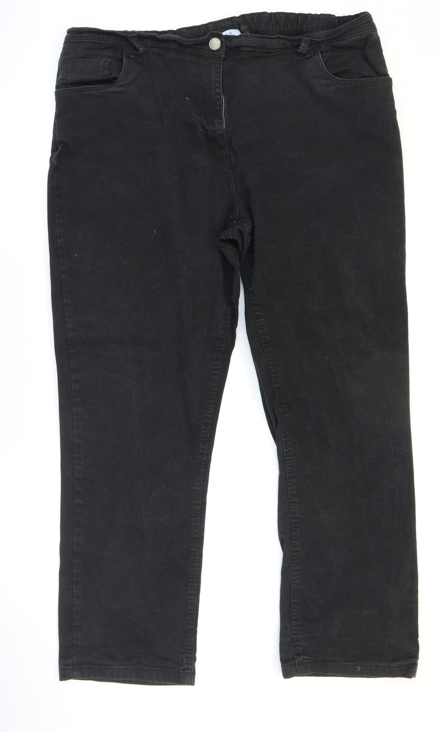 ELLE Womens Black Cotton Straight Jeans Size 22 L27 in Regular Zip