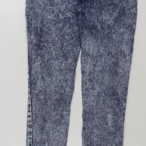 New Look Womens Blue Cotton Skinny Jeans Size 10 L30 in Regular Button - Acid Wash