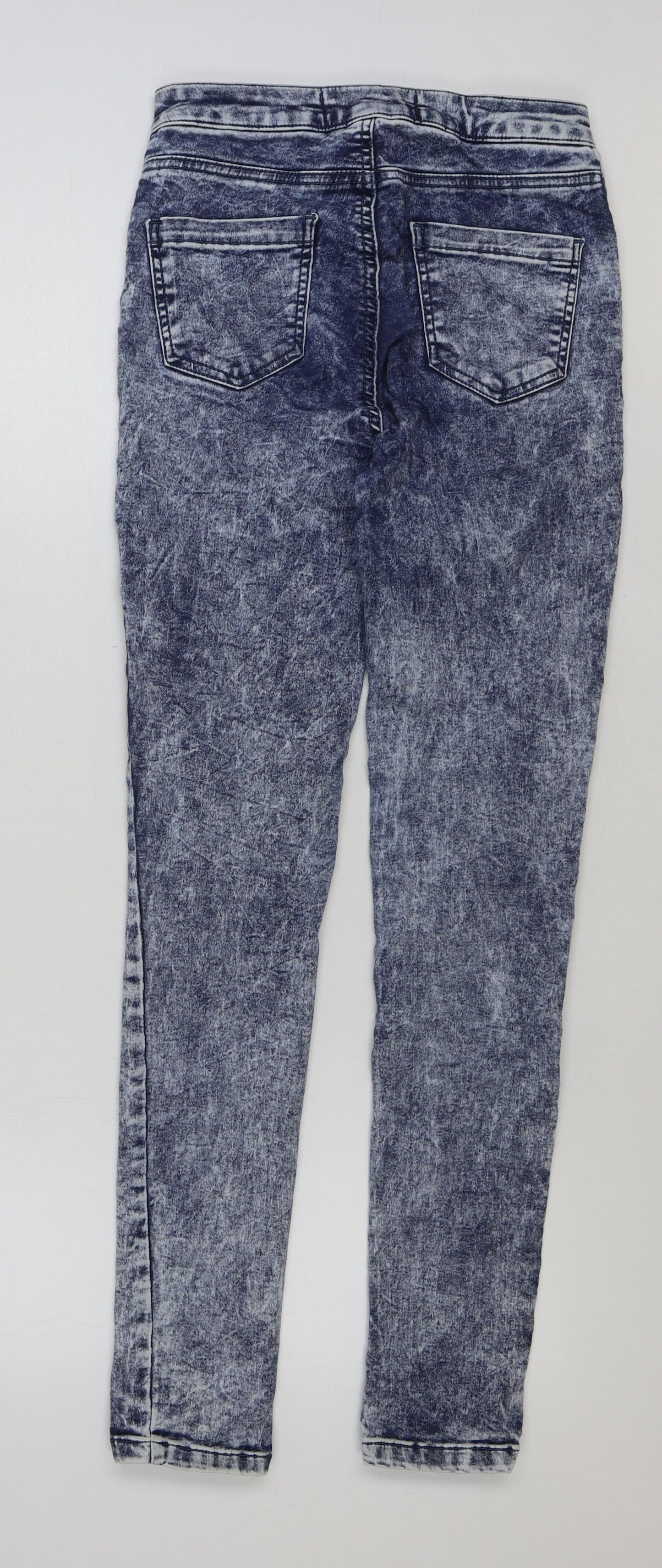 New Look Womens Blue Cotton Skinny Jeans Size 10 L30 in Regular Button - Acid Wash