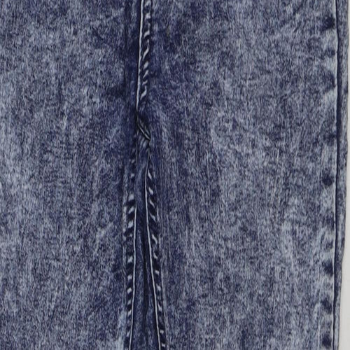 New Look Womens Blue Cotton Skinny Jeans Size 10 L30 in Regular Button - Acid Wash