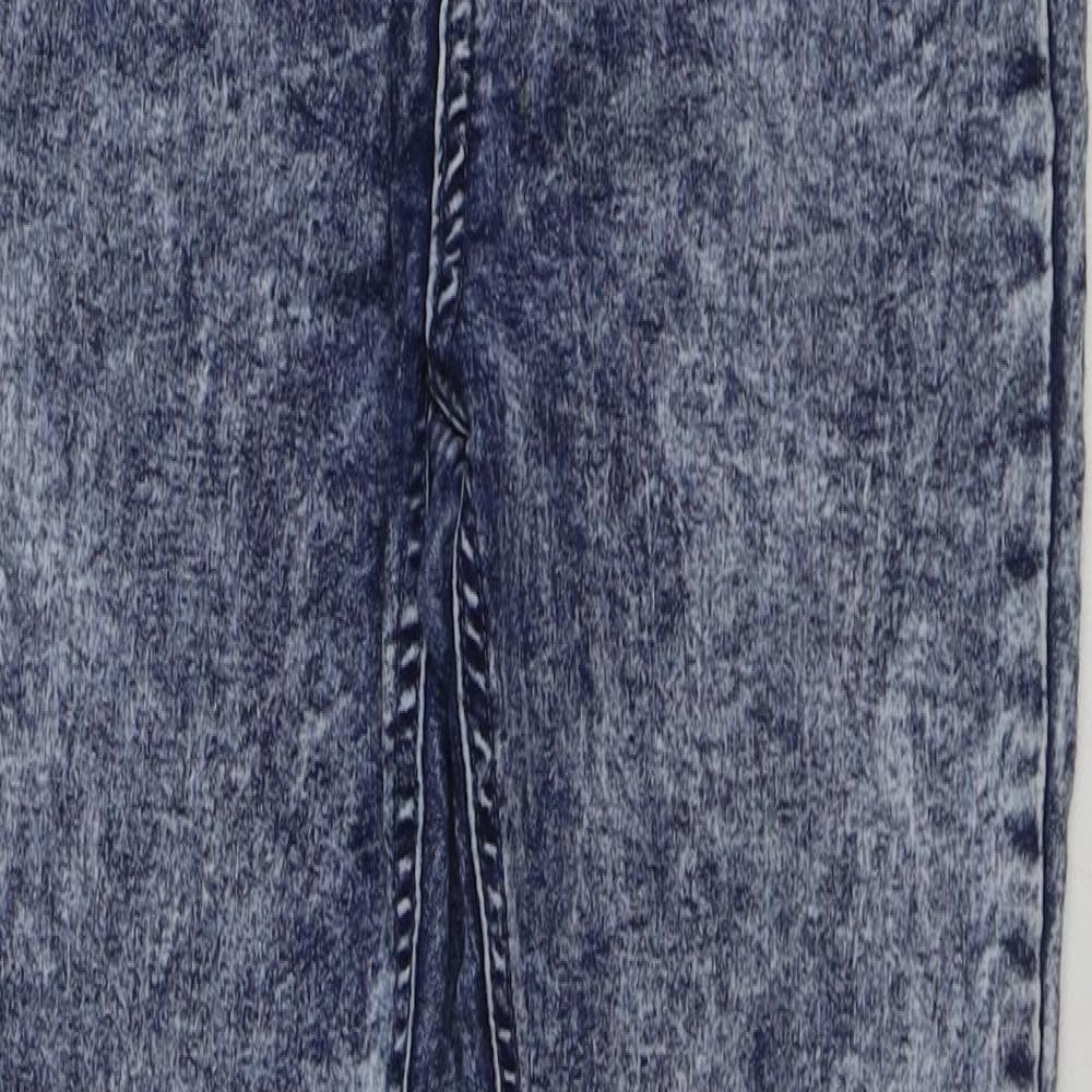 New Look Womens Blue Cotton Skinny Jeans Size 10 L30 in Regular Button - Acid Wash