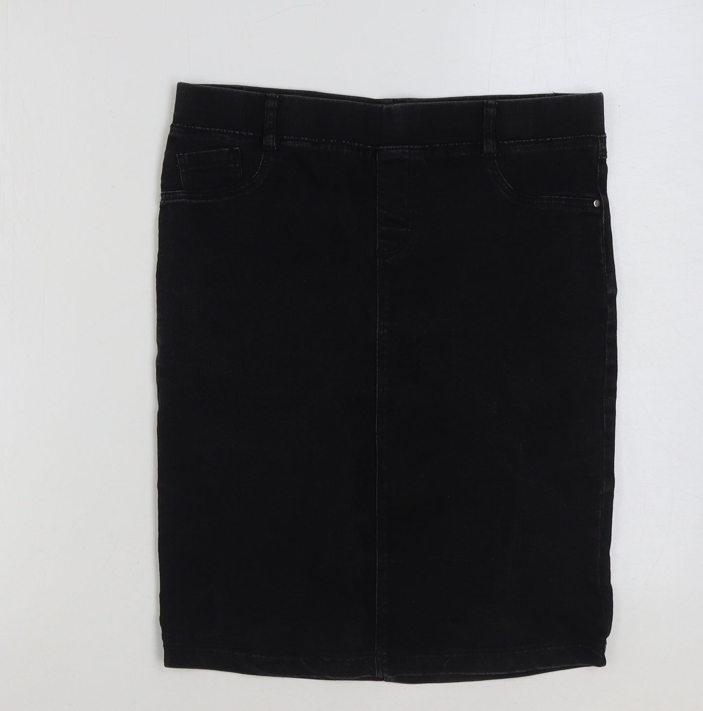 Dorothy Perkins Womens Black Cotton Straight & Pencil Skirt Size 10