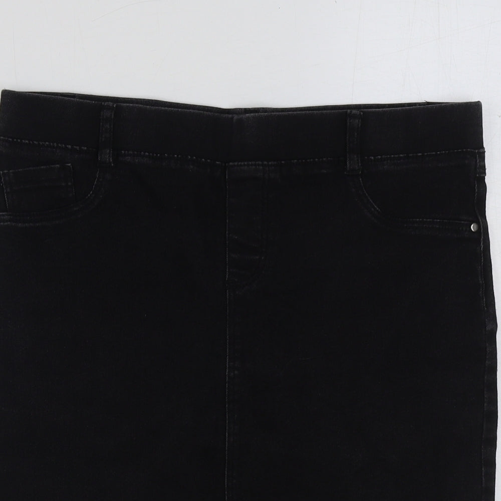 Dorothy Perkins Womens Black Cotton Straight & Pencil Skirt Size 10