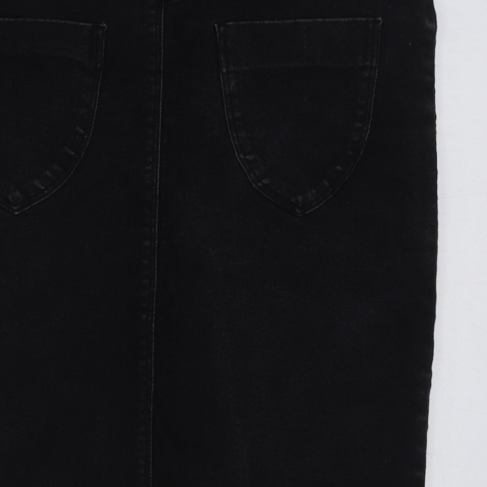 Dorothy Perkins Womens Black Cotton Straight & Pencil Skirt Size 10