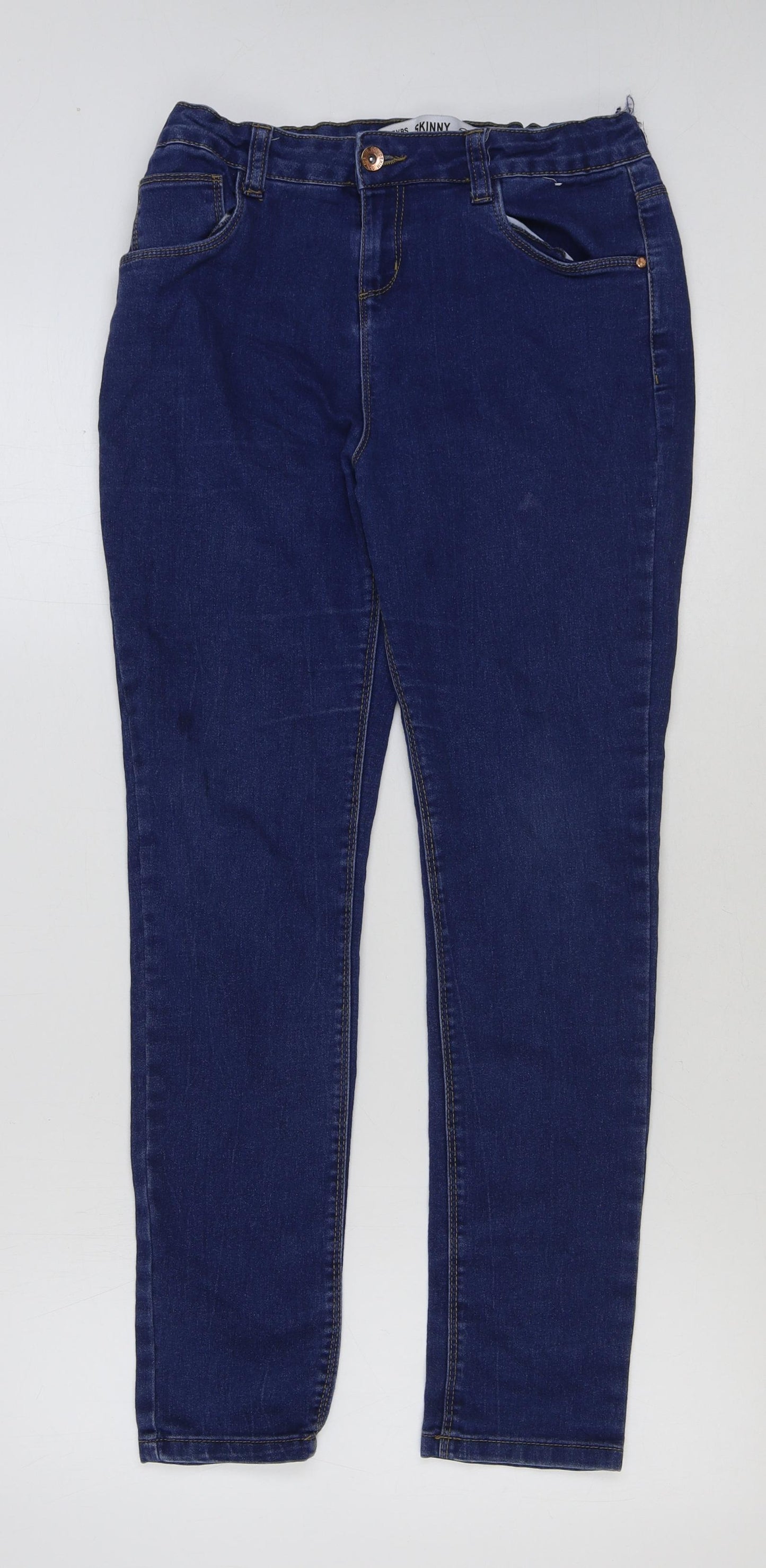 Denim & Co. Boys Blue Cotton Skinny Jeans Size 14-15 Years Regular Button