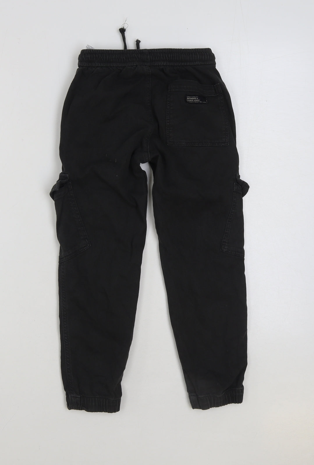 Zara Boys Black Cotton Cargo Trousers Size 8 Years Regular Drawstring