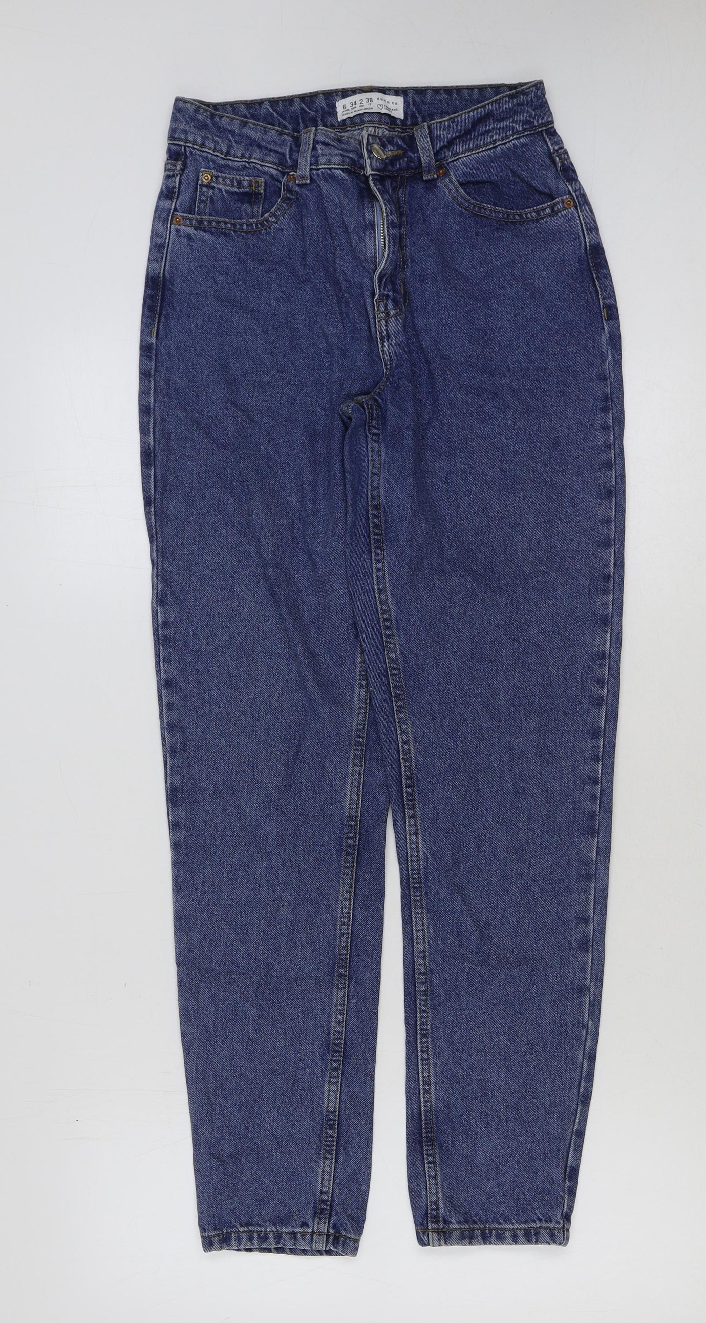 Denim & Co. Womens Blue Cotton Mom Jeans Size 6 L29 in Regular Button
