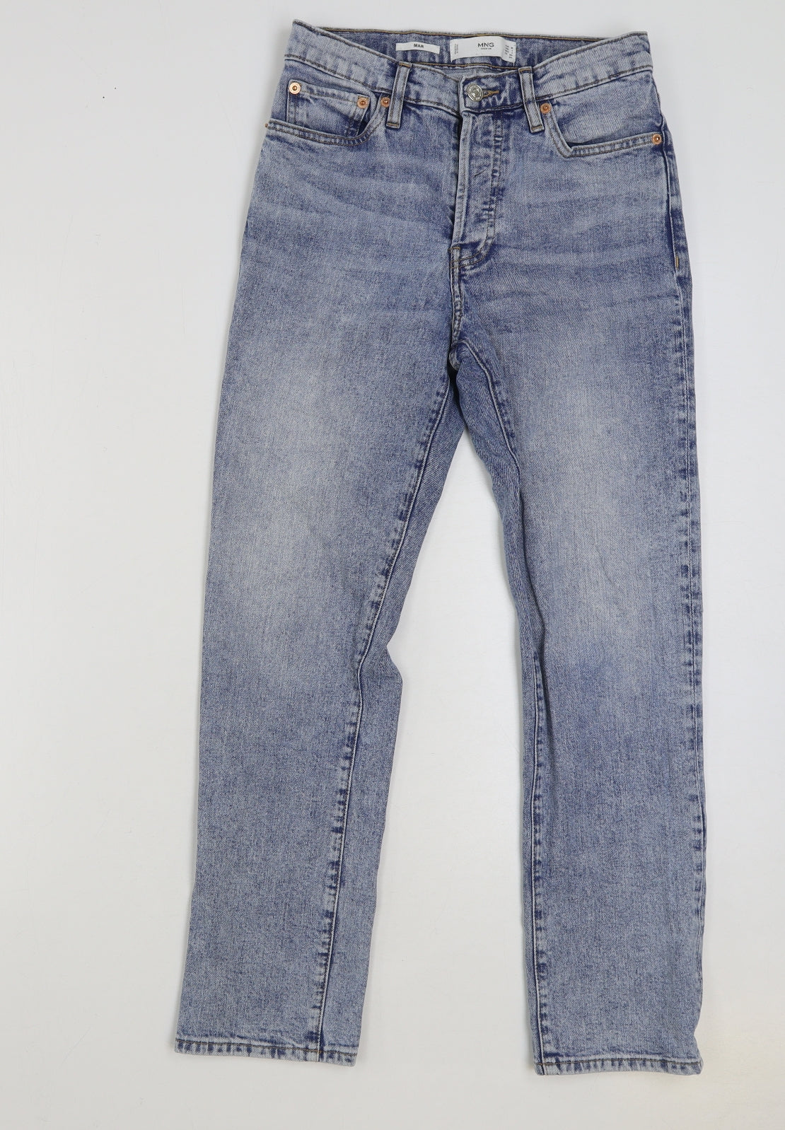 MNG denim Womens Blue Cotton Mom Jeans Size 8 L27 in Regular Button