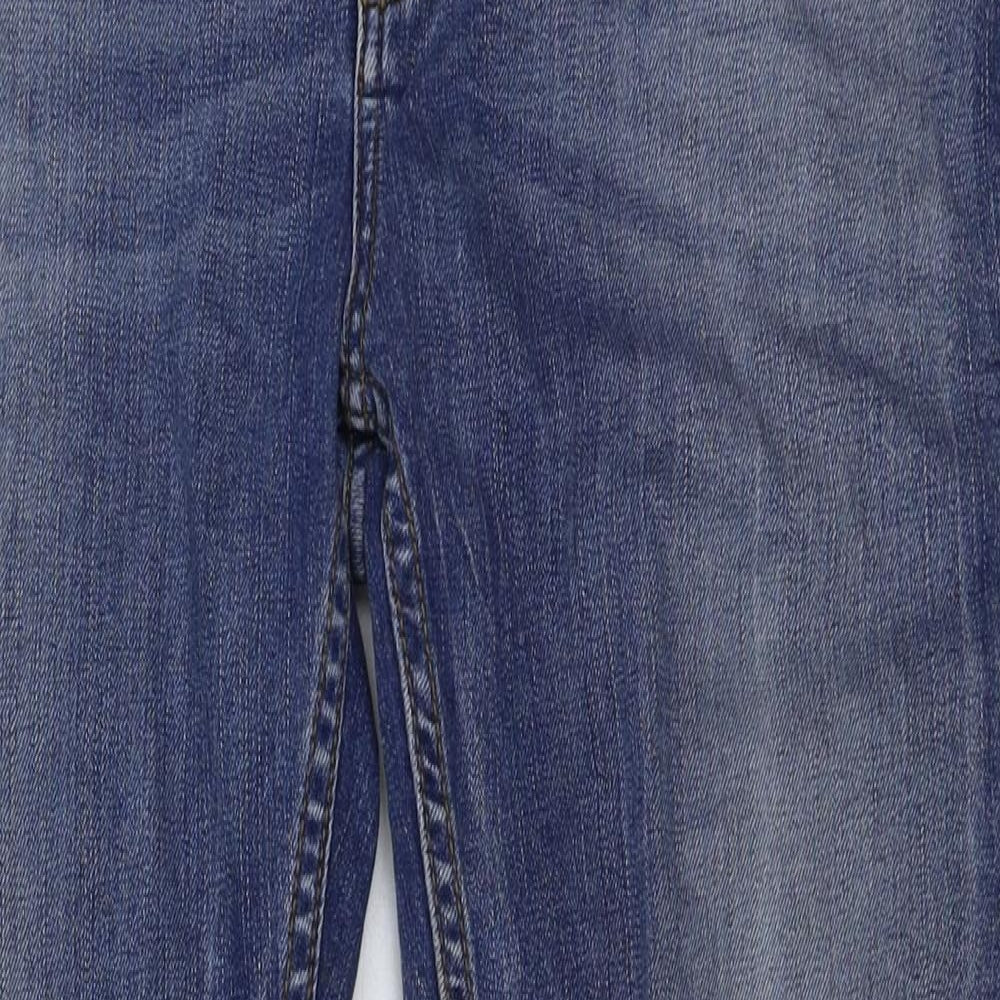 Zara Womens Blue Cotton Straight Jeans Size 16 L27 in Regular Button