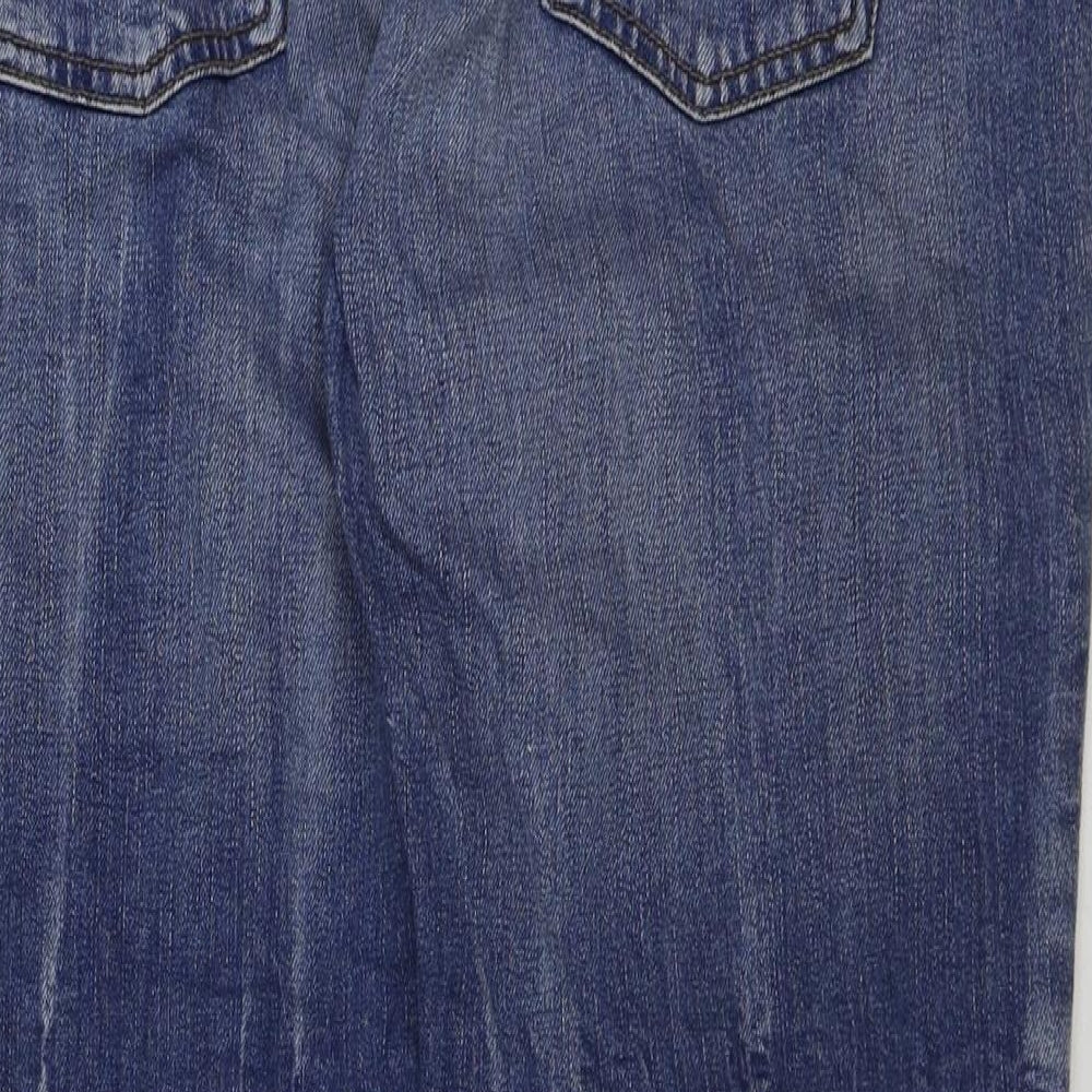 Zara Womens Blue Cotton Straight Jeans Size 16 L27 in Regular Button