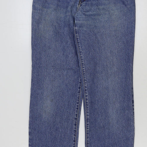 Preworn Womens Blue Cotton Straight Jeans Size 32 in L31 in Regular Button