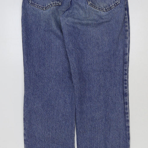 Preworn Womens Blue Cotton Straight Jeans Size 32 in L31 in Regular Button