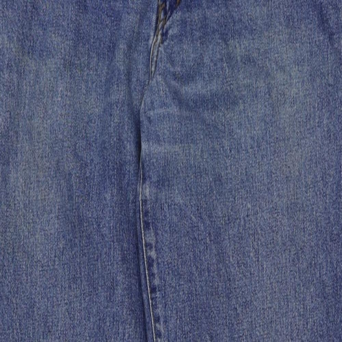 Preworn Womens Blue Cotton Straight Jeans Size 32 in L31 in Regular Button