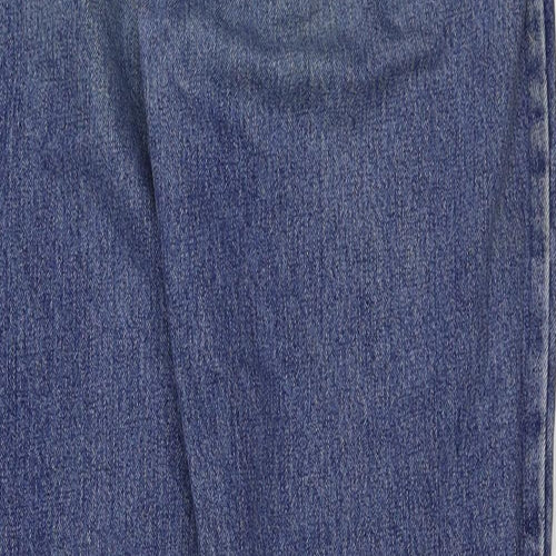 Preworn Womens Blue Cotton Straight Jeans Size 32 in L31 in Regular Button