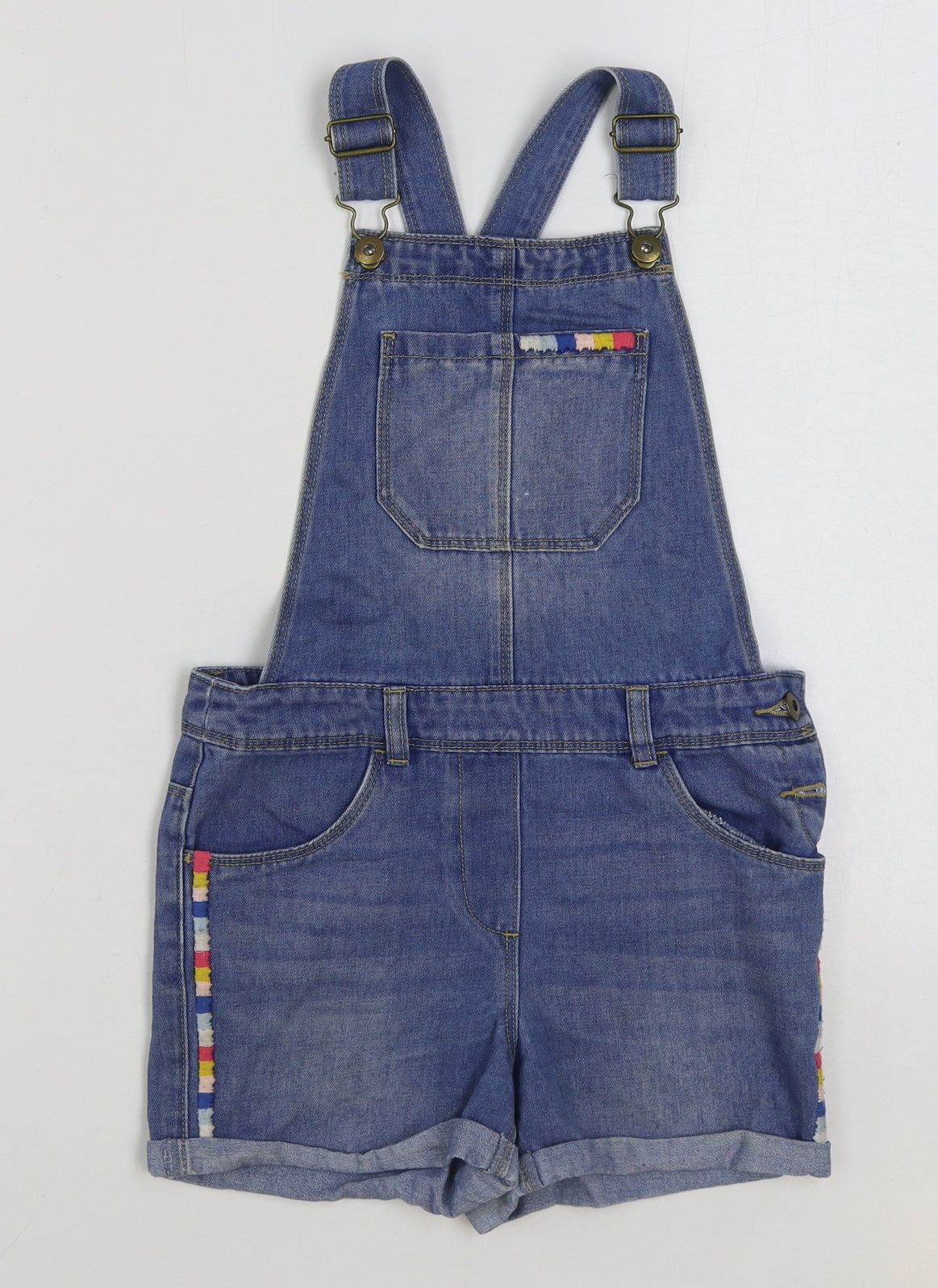 TU Girls Blue Cotton Dungaree One-Piece Size 9 Years Buckle
