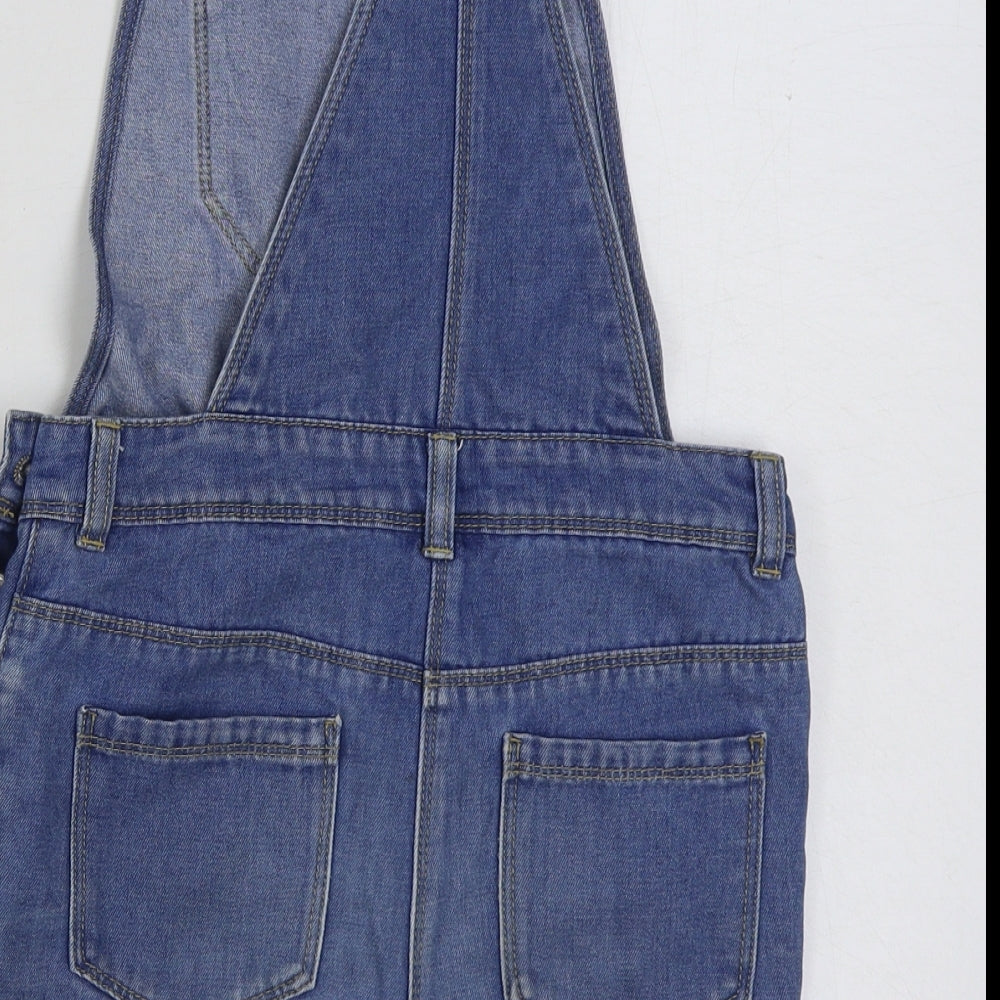 TU Girls Blue Cotton Dungaree One-Piece Size 9 Years Buckle