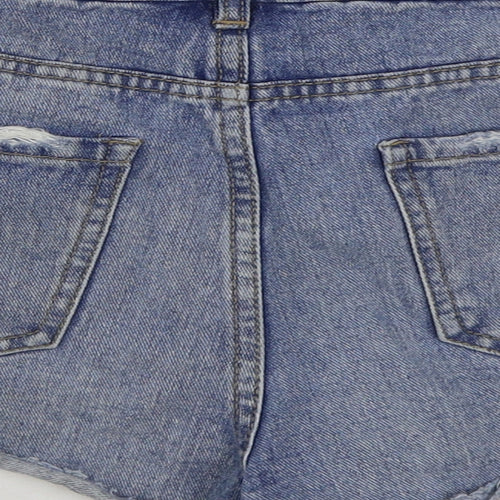 Denim & Co. Womens Blue Floral Cotton Hot Pants Shorts Size 12 Regular Button