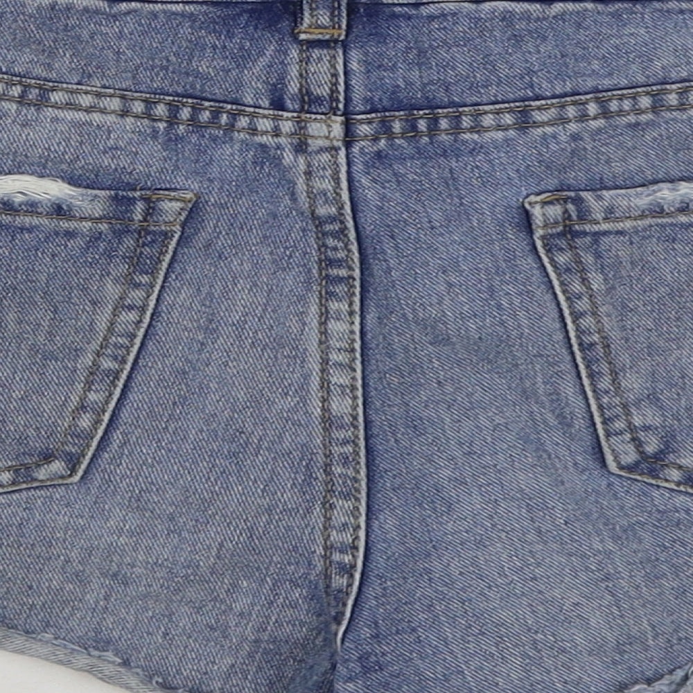 Denim & Co. Womens Blue Floral Cotton Hot Pants Shorts Size 12 Regular Button