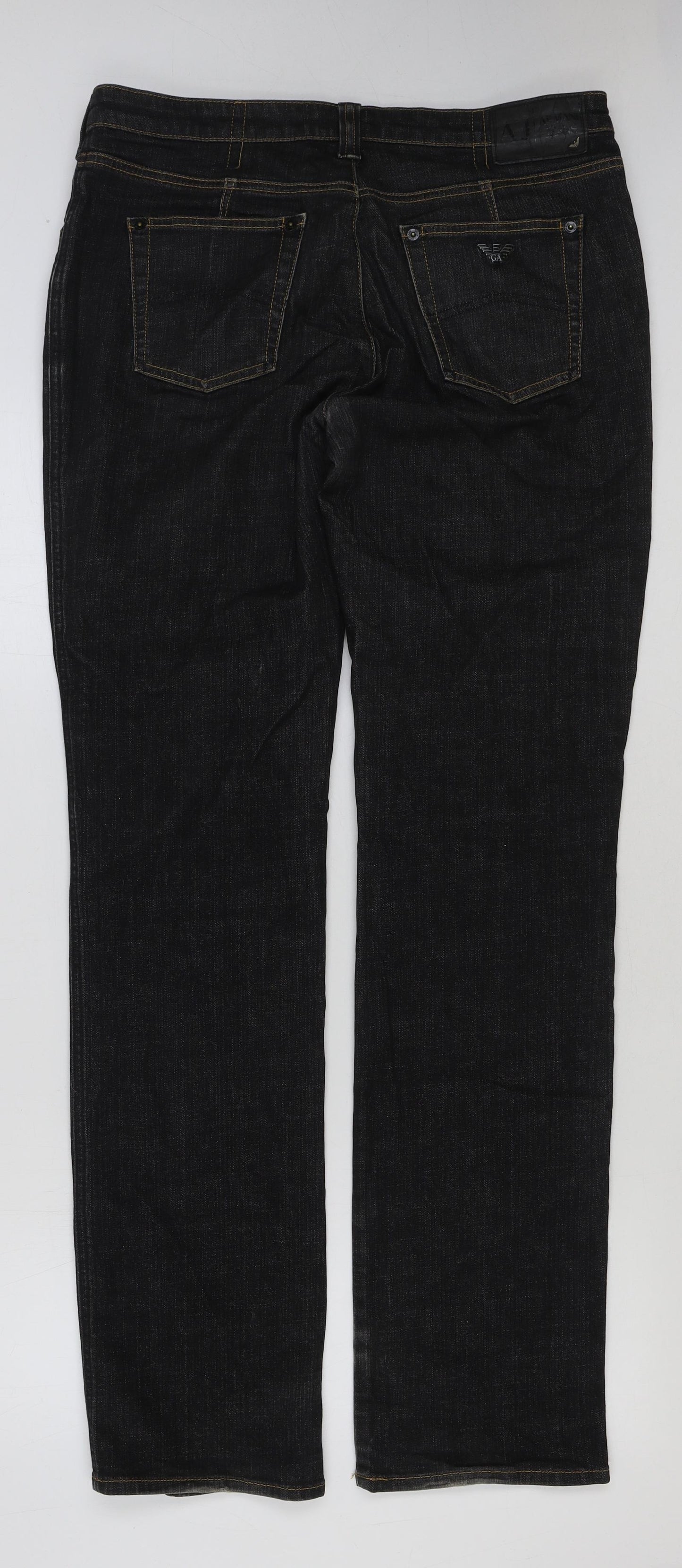Armani Jeans Mens Blue Cotton Straight Jeans Size 34 in L34 in Regular Button