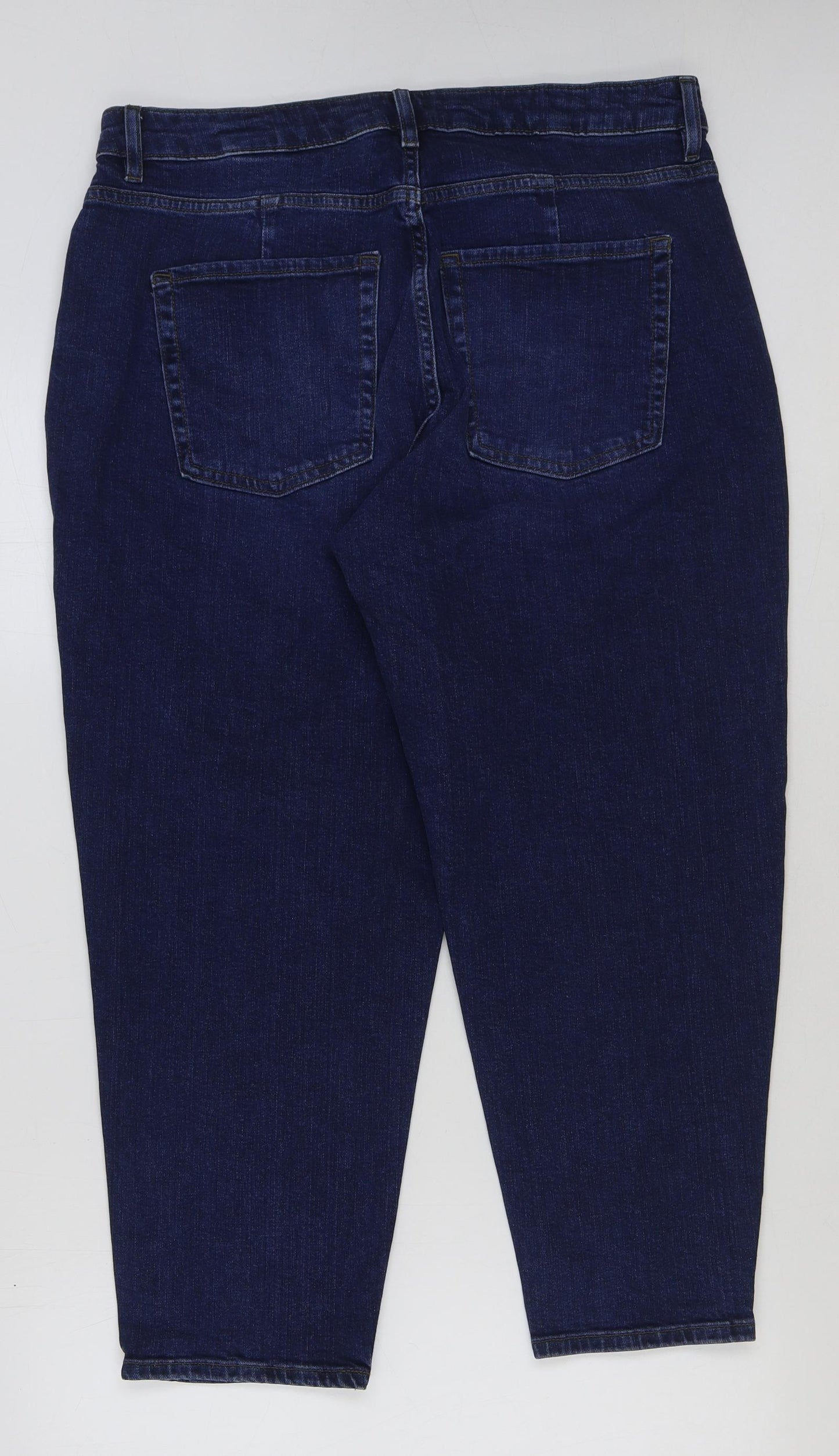 Marks and Spencer Womens Blue Cotton Cropped Jeans Size 16 L26 in Regular Button