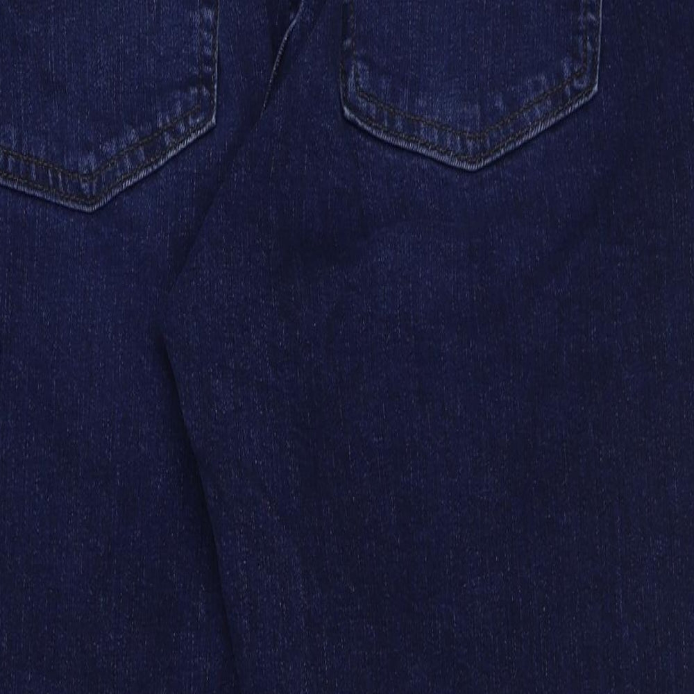 Marks and Spencer Womens Blue Cotton Cropped Jeans Size 16 L26 in Regular Button