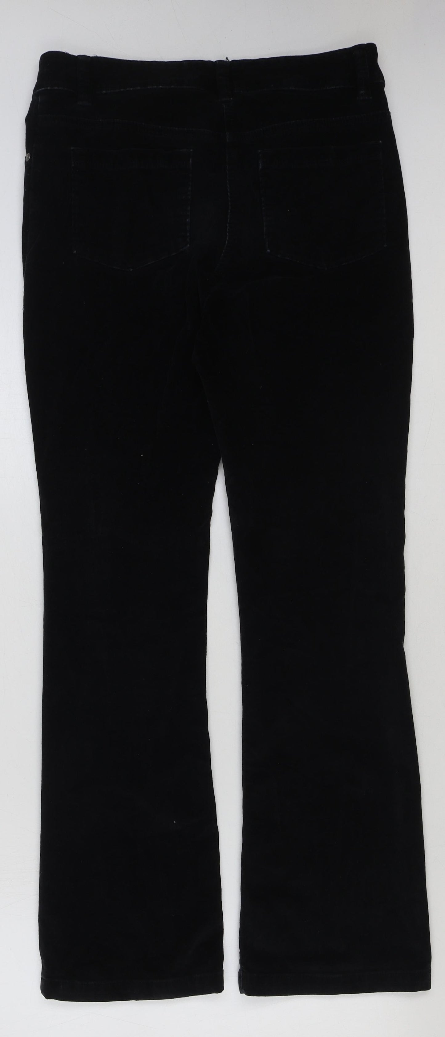 TU Womens Black Cotton Trousers Size 12 L30 in Regular Button