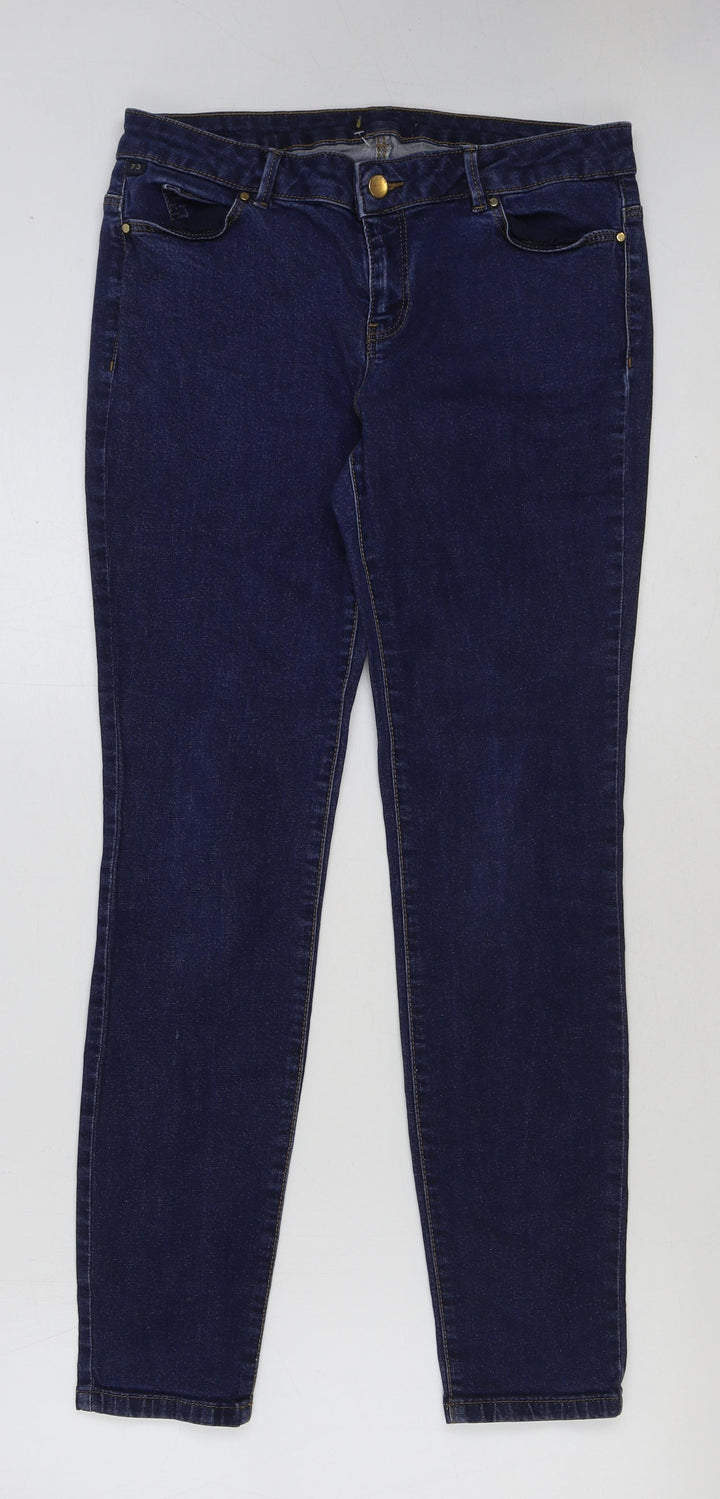 Preworn Womens Blue Cotton Skinny Jeans Size 32 in L30 in Regular Button