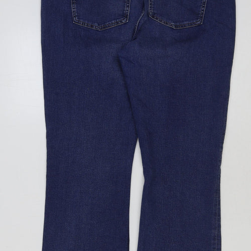 Marks and Spencer Womens Blue Cotton Bootcut Jeans Size 18 L30 in Regular Button
