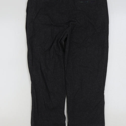 Hawkin Womens Grey Cotton Trousers Size L L25 in Regular Hook & Eye