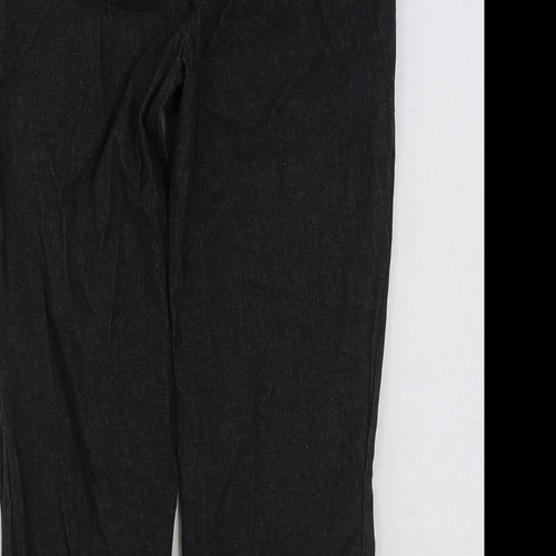 Hawkin Womens Grey Cotton Trousers Size L L25 in Regular Hook & Eye