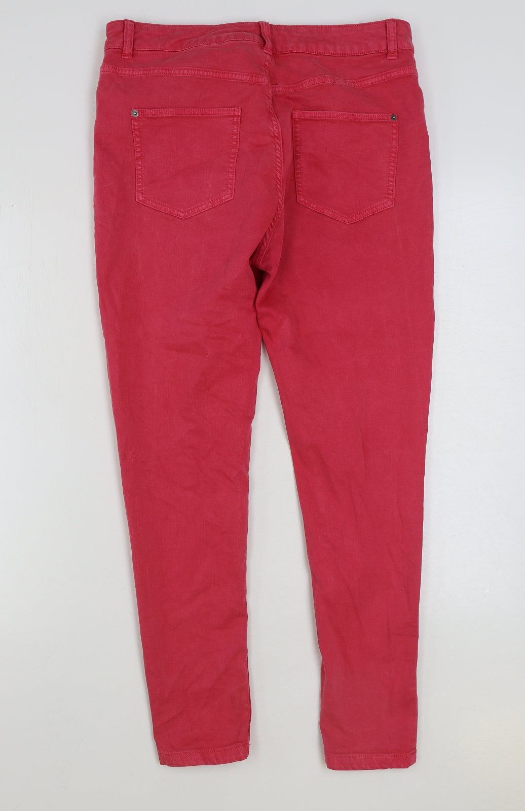 Marks and Spencer Womens Red Cotton Skinny Jeans Size 14 L28 in Regular Button