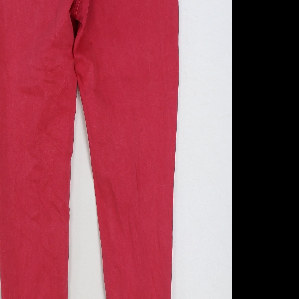 Marks and Spencer Womens Red Cotton Skinny Jeans Size 14 L28 in Regular Button