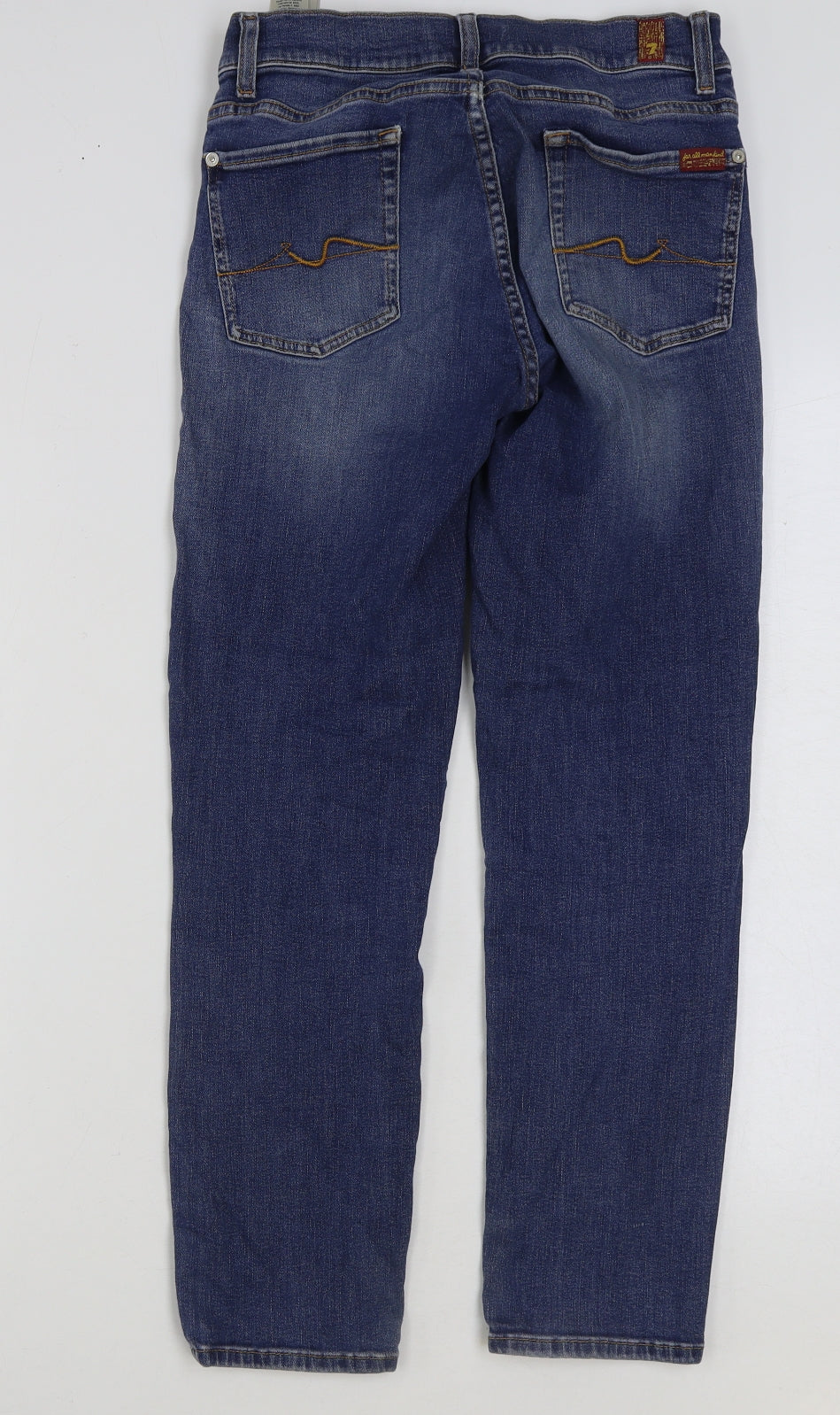 7 For All Mankind Mens Blue Cotton Straight Jeans Size 29 in L27 in Regular Button