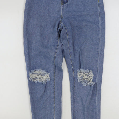 Boohoo Womens Blue Cotton Mom Jeans Size 8 L28 in Regular Button