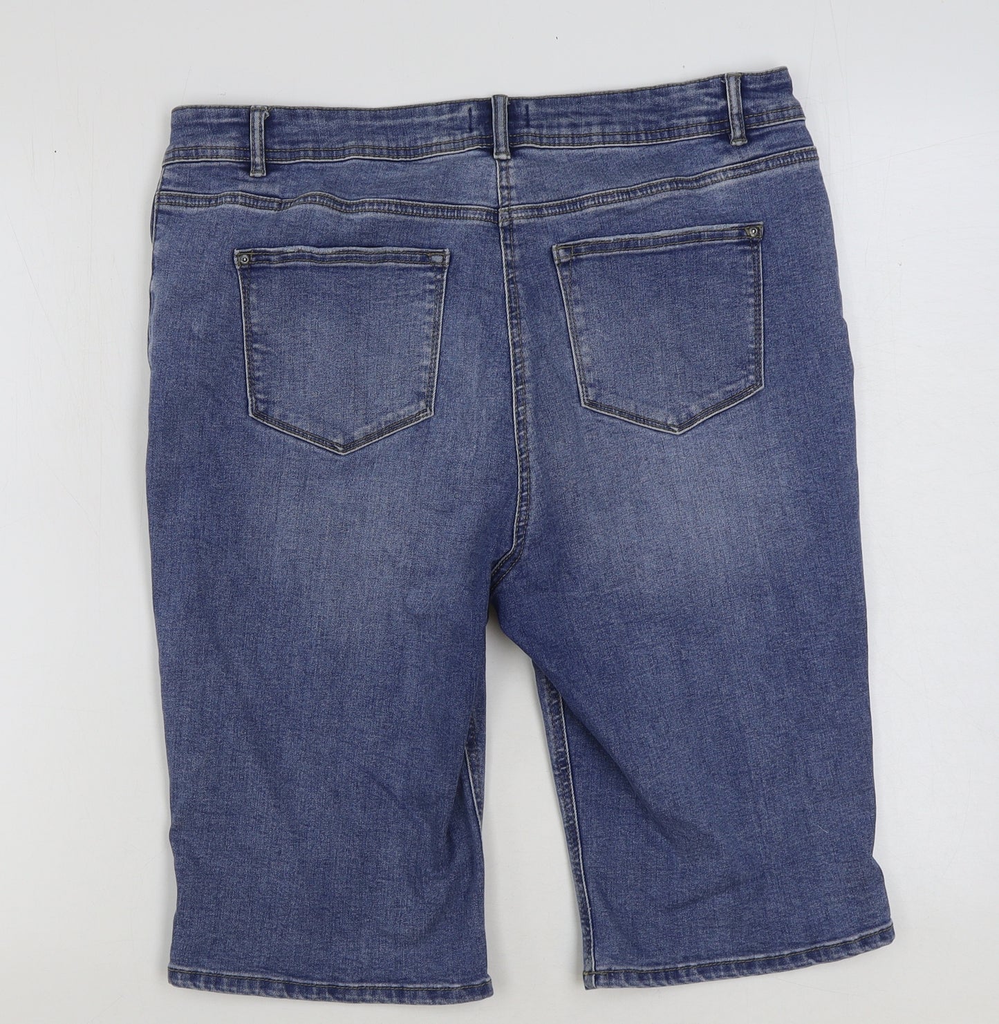 Denim 24/7 Womens Blue Cotton Bermuda Shorts Size 16 L12 in Regular Button - Distressed