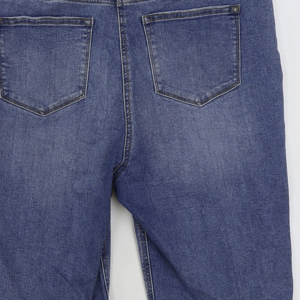 Denim 24/7 Womens Blue Cotton Bermuda Shorts Size 16 L12 in Regular Button - Distressed