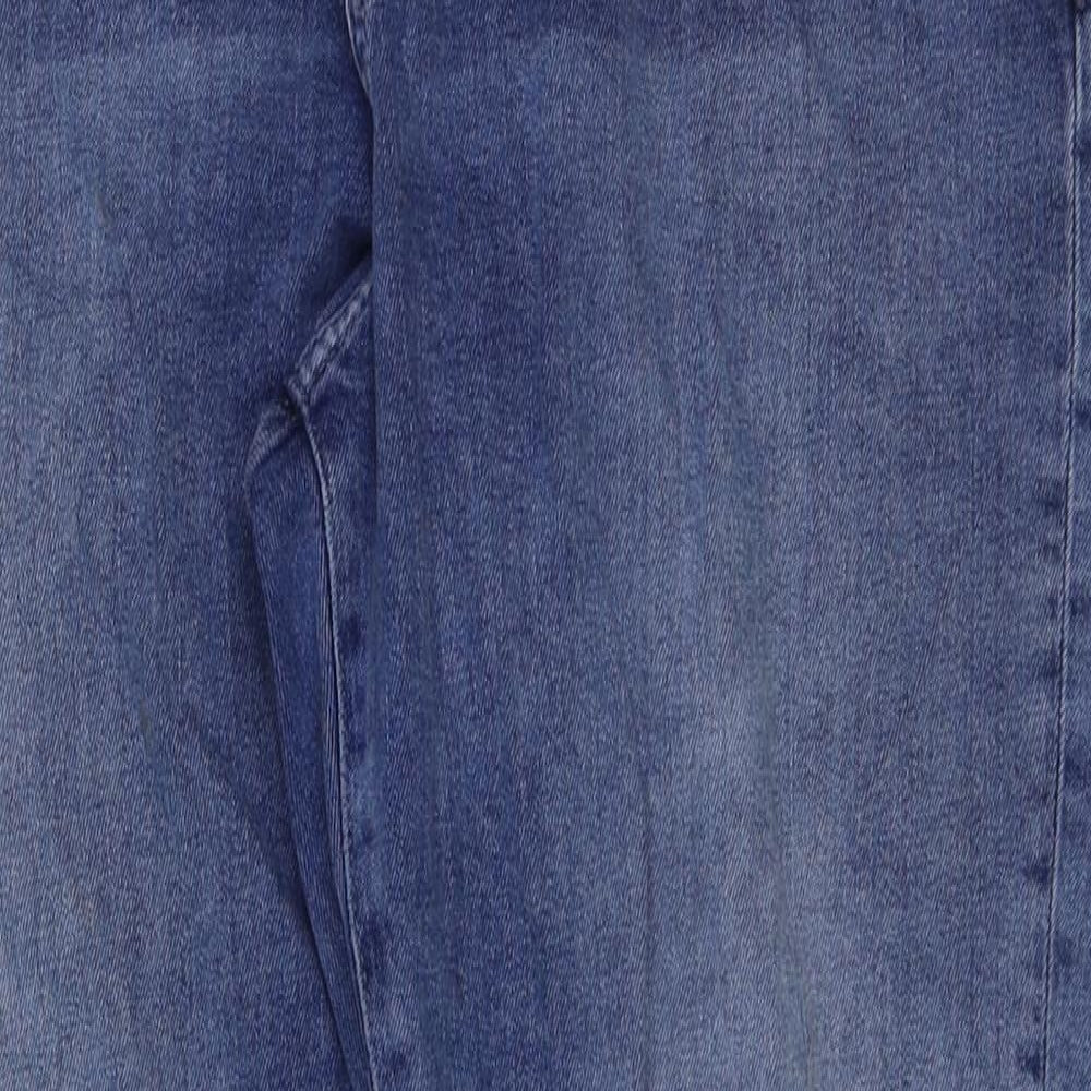 New Look Womens Blue Cotton Straight Jeans Size 14 L28 in Regular Button