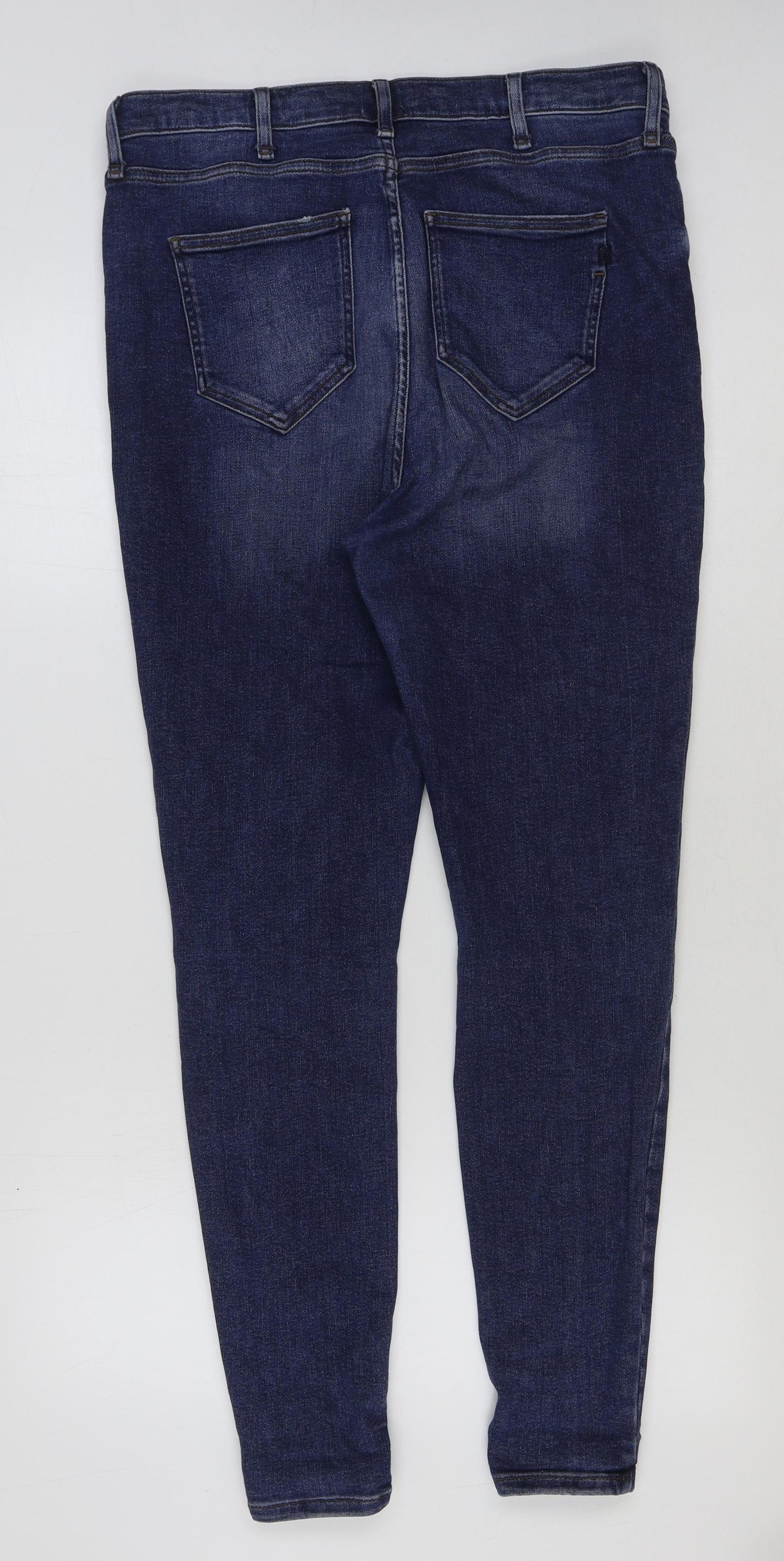 River Island Womens Blue Cotton Skinny Jeans Size 18 L30 in Regular Button