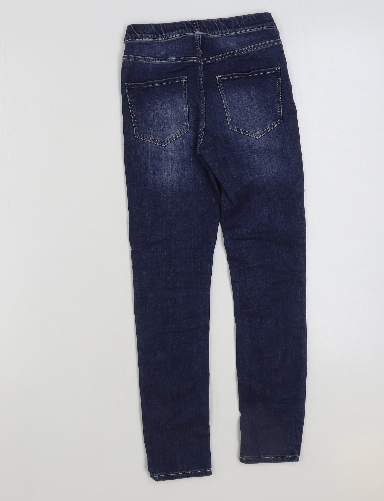 H&M Girls Blue Cotton Skinny Jeans Size 8-9 Years Regular Button - unicorn print