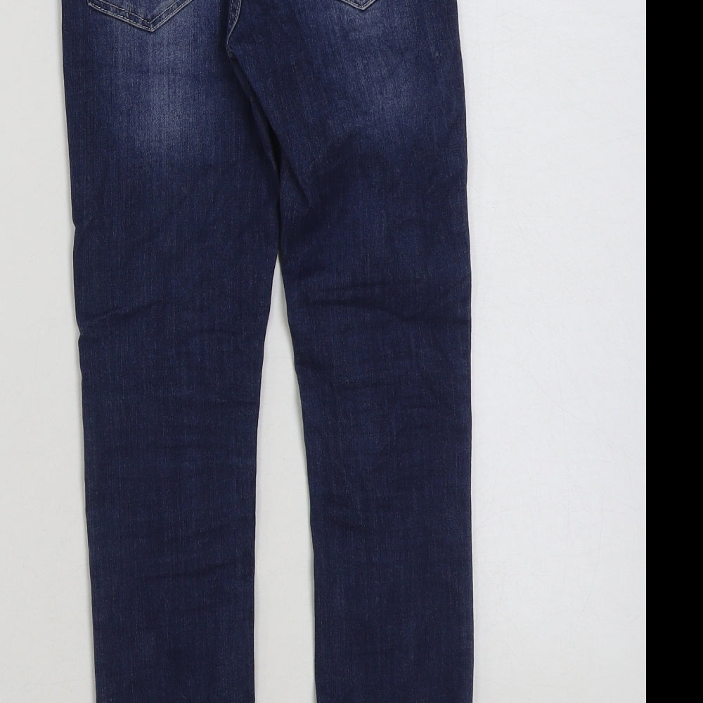 H&M Girls Blue Cotton Skinny Jeans Size 8-9 Years Regular Button - unicorn print