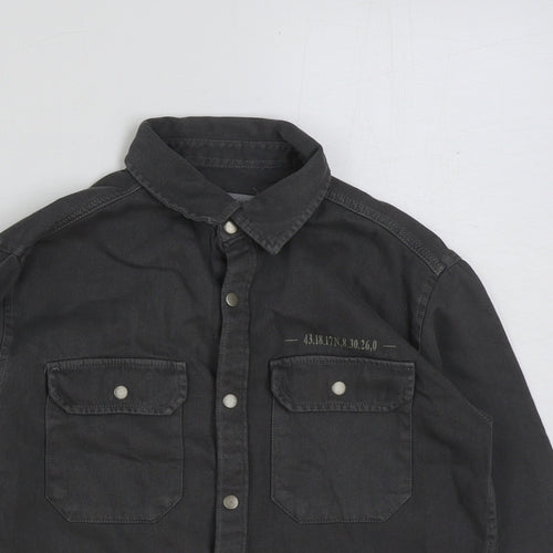 Zara Boys Grey Cotton Jersey Button-Up Size 7 Years Collared Button