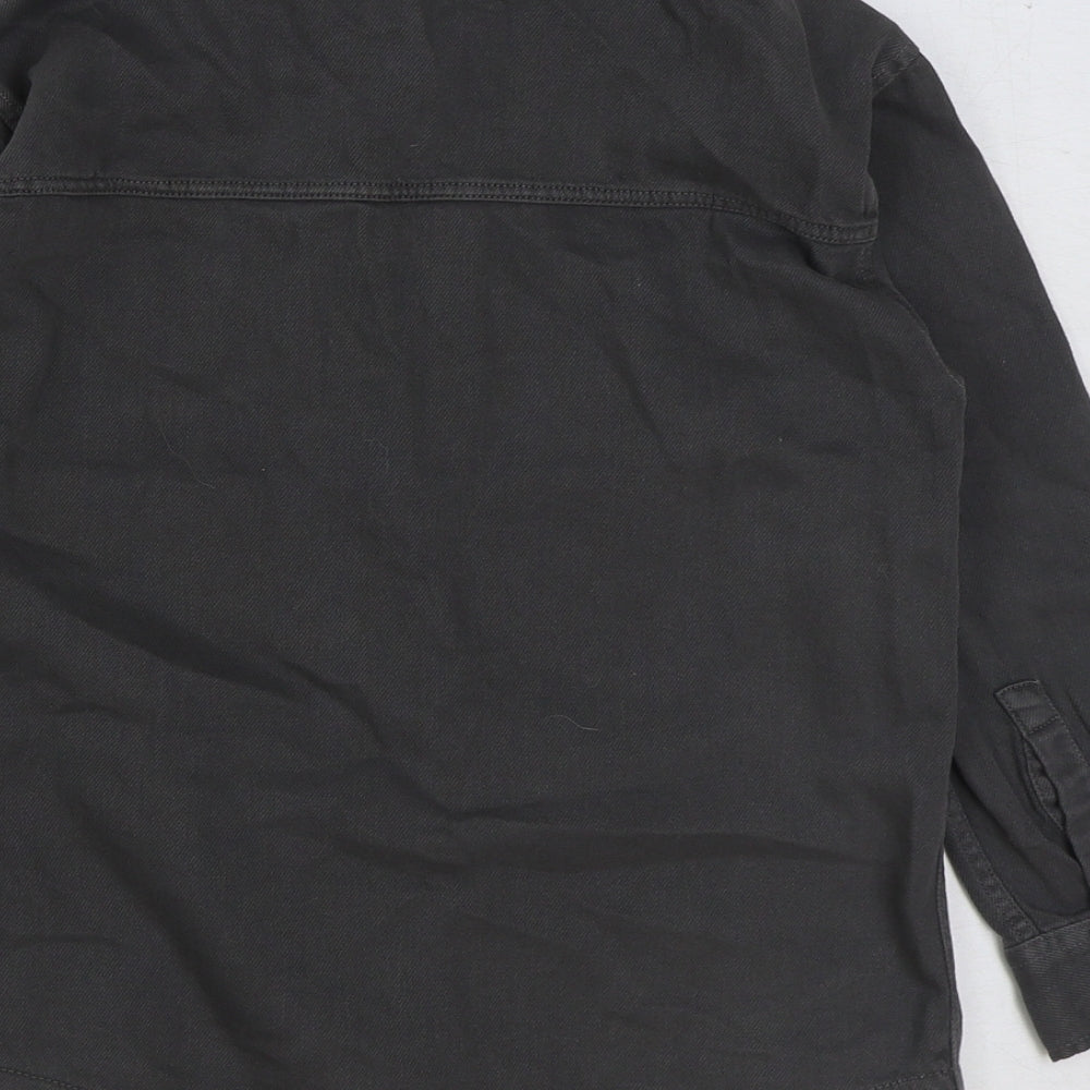 Zara Boys Grey Cotton Jersey Button-Up Size 7 Years Collared Button