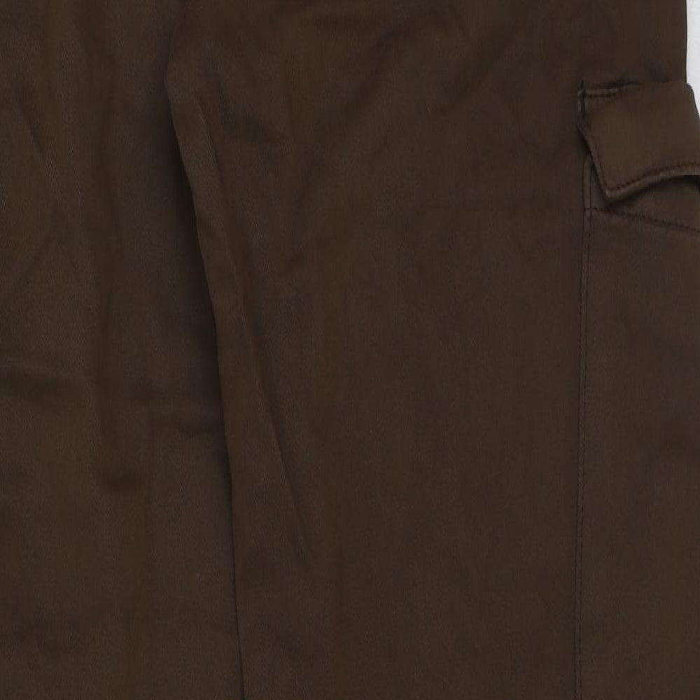 Pull&Bear Womens Brown Cotton Cargo Trousers Size 12 L32 in Regular Button