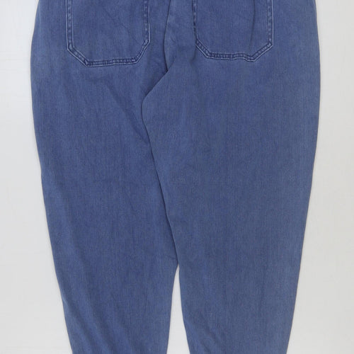 F&F Womens Blue Cotton Tapered Jeans Size 16 L28 in Regular Tie